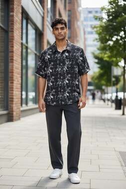 7DIAMONDS Krakn Remix 4-Way Stretch Short Sleeve Woven Shirt L